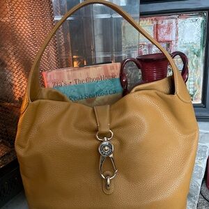 Dooney & Bourke Mustard/Gold Pebble Grain Leather Hobo Bag